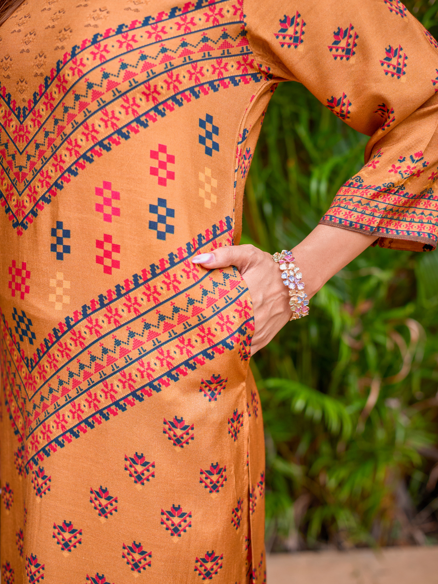 Sanjh Rust Pure Muslin Co-ord Set /Pant Set